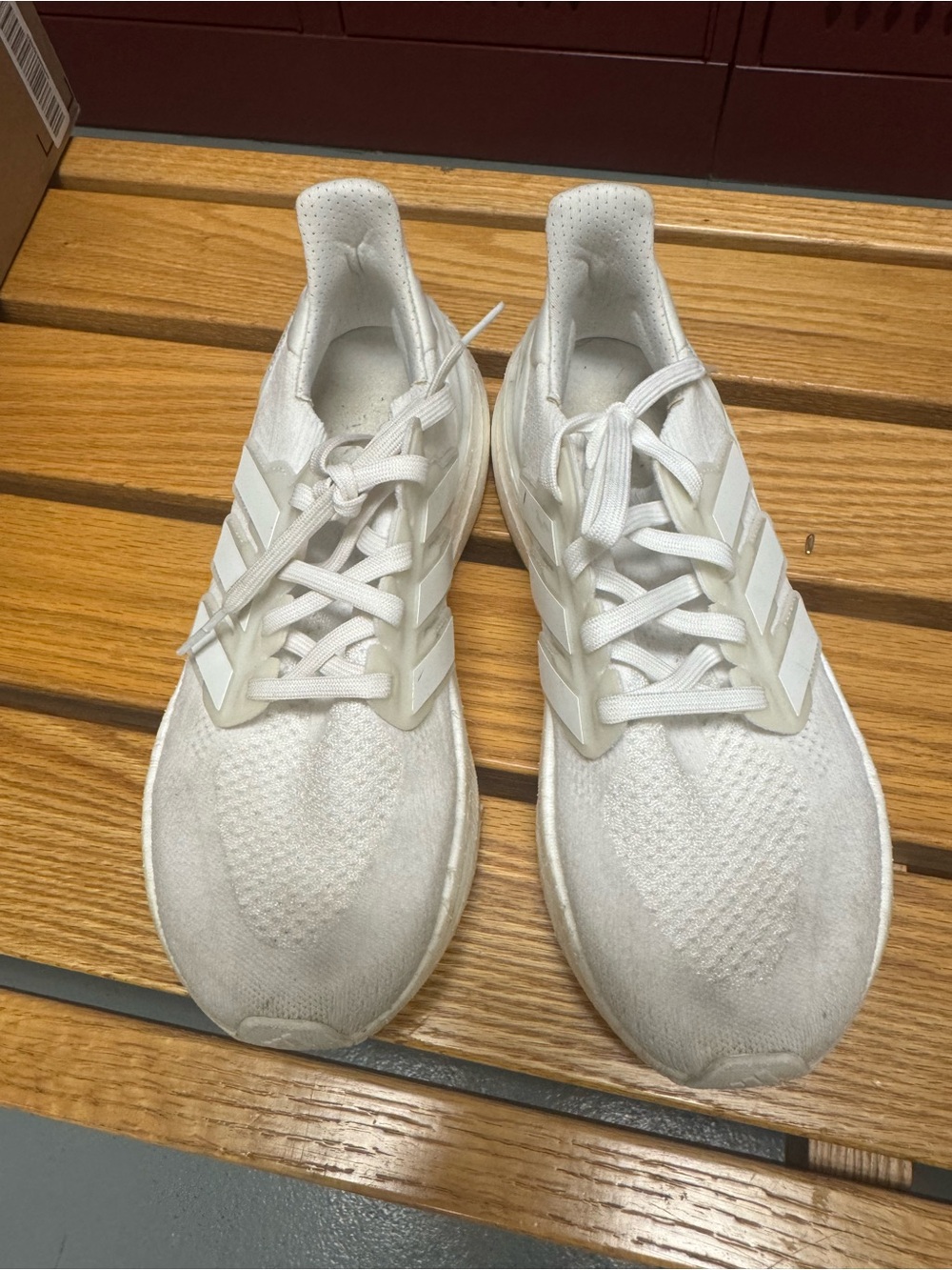 adidas White Running Sneakers with Three-Stripes